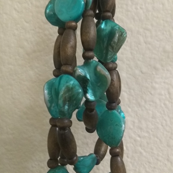 Brown turquoise wood beaded necklace - Picture 1 of 2